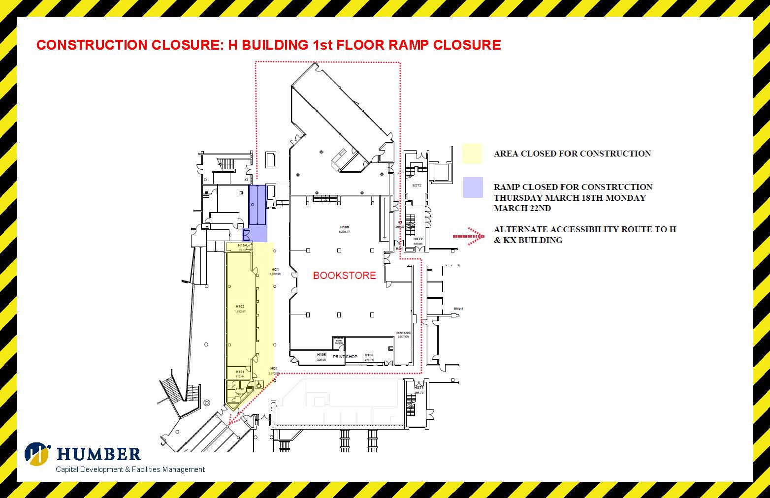 Construction Closure H Building 1st Floor Ramp.jpg Humber